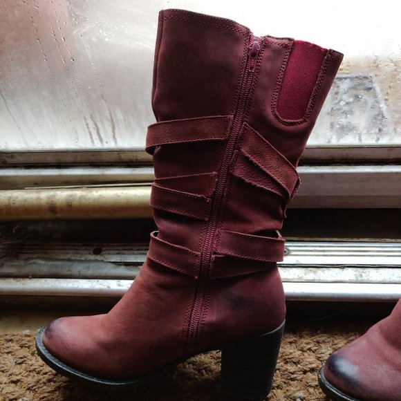 Leather Burgundy Boots - Picture 3 of 5